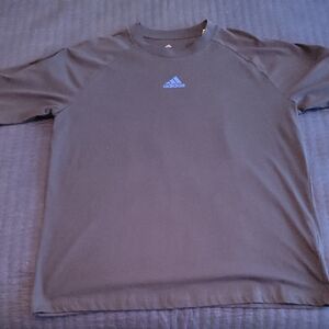 Adidas Charcoal Tee with Sky Blue Emblem